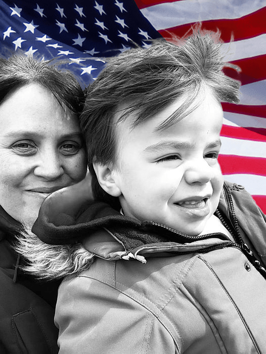 Catherine and Henry and US Flag (2023) Henry and Mum and Stars and Stripes